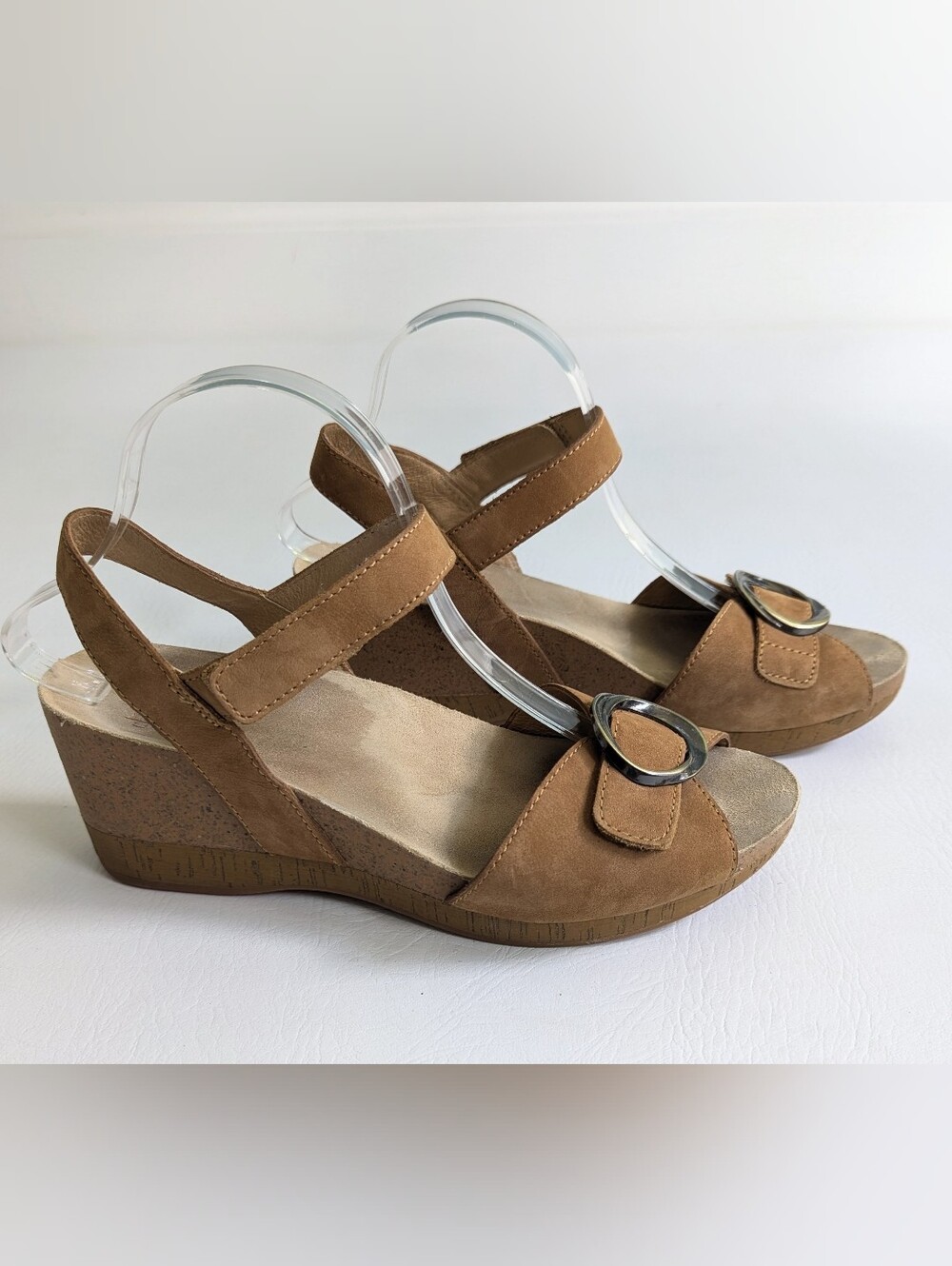 Dansko Stella Sandals Cork Wedge Size 41 US 10.5/11 Suede Tan